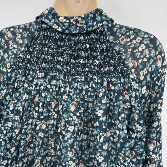 Paul and Joe Sister Grumpy Cat Floral gauze smoked dress tunic top blouse Print - Picture 9 of 12